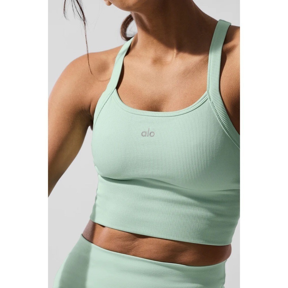 Alo Yoga Seamless Ribbed Favorite Bra Tank Spearmint XXS - Picture 4 of 8